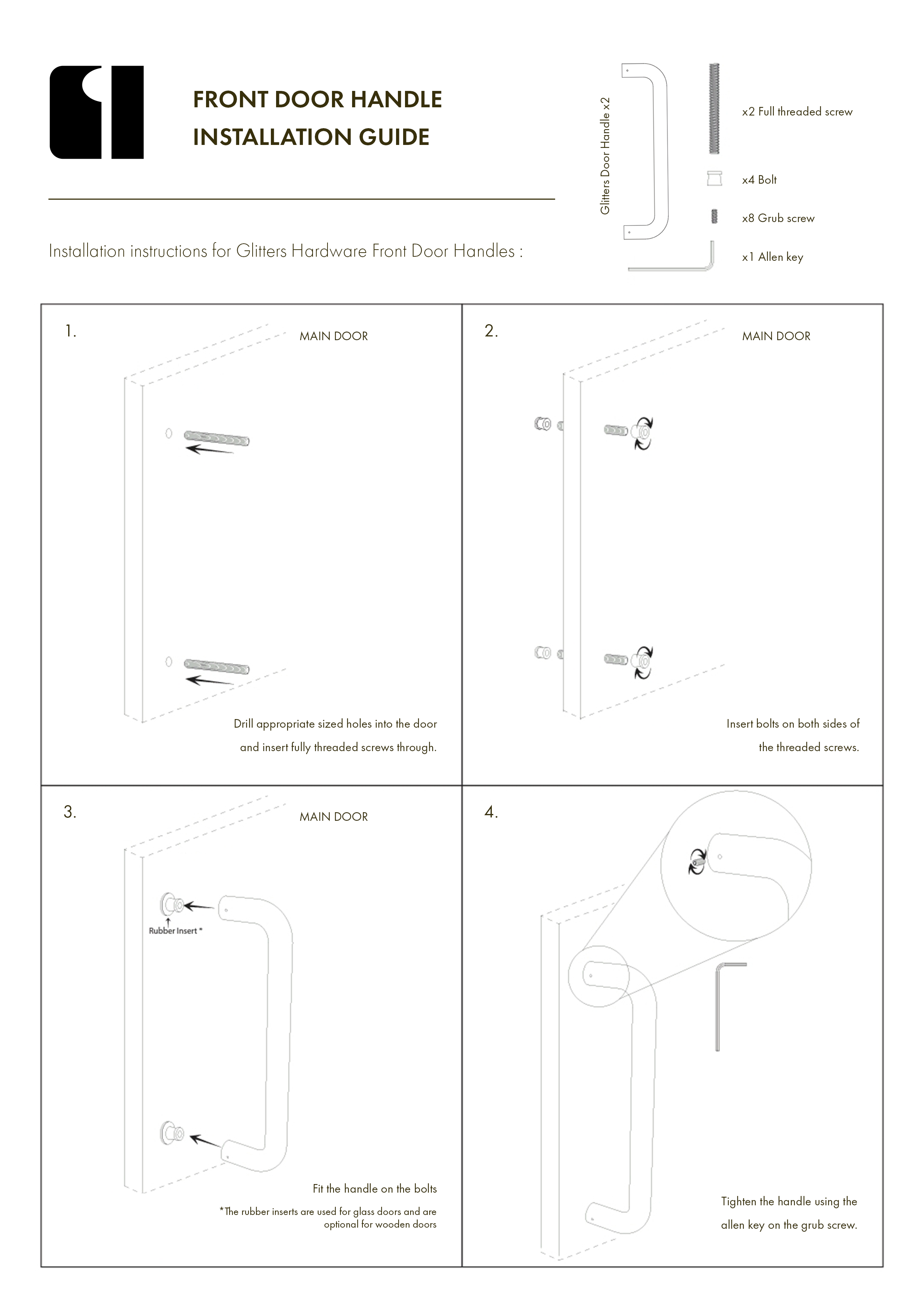 Designer entry front door handle for commercial and residential use