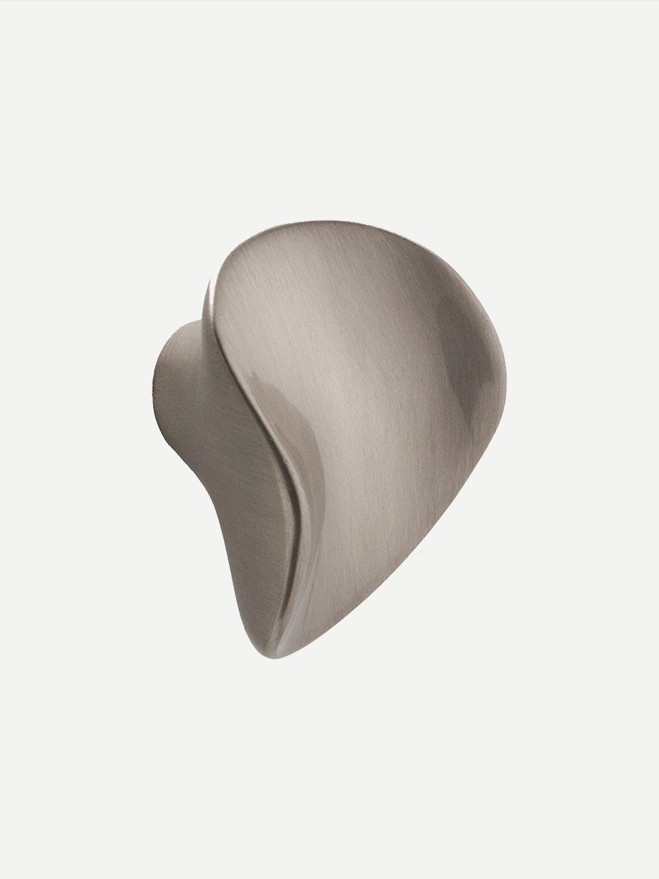 Handcrafted brass cabinet knob for modern homes in timeless satin nickel