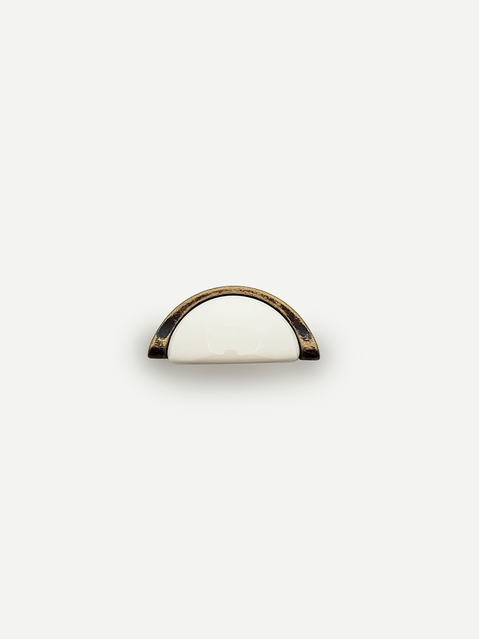 Minimalist semi-circle ceramic cabinet  knob for bedroom nightstands.