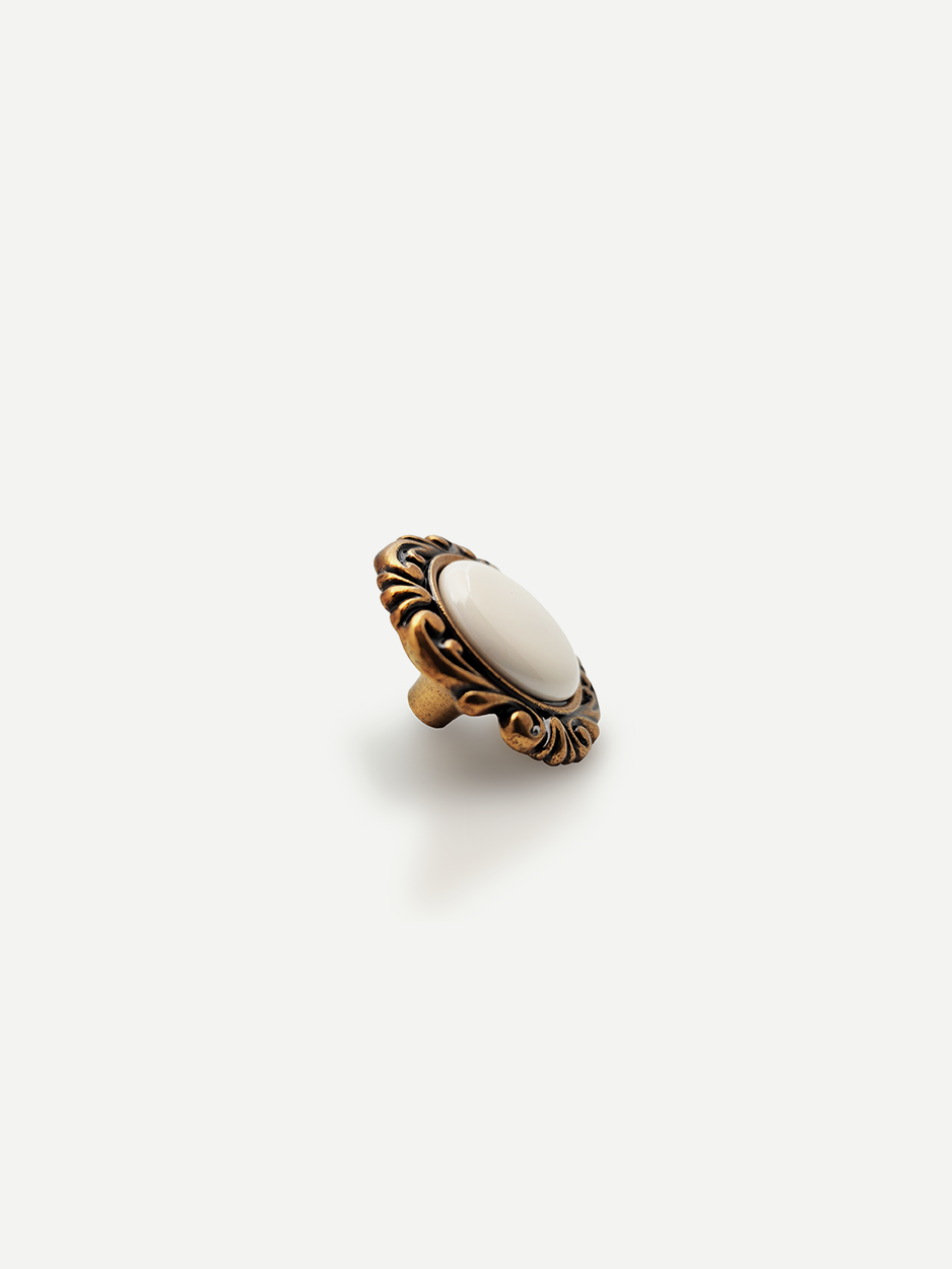Vintage ceramic knobs for professional design projects with brass.