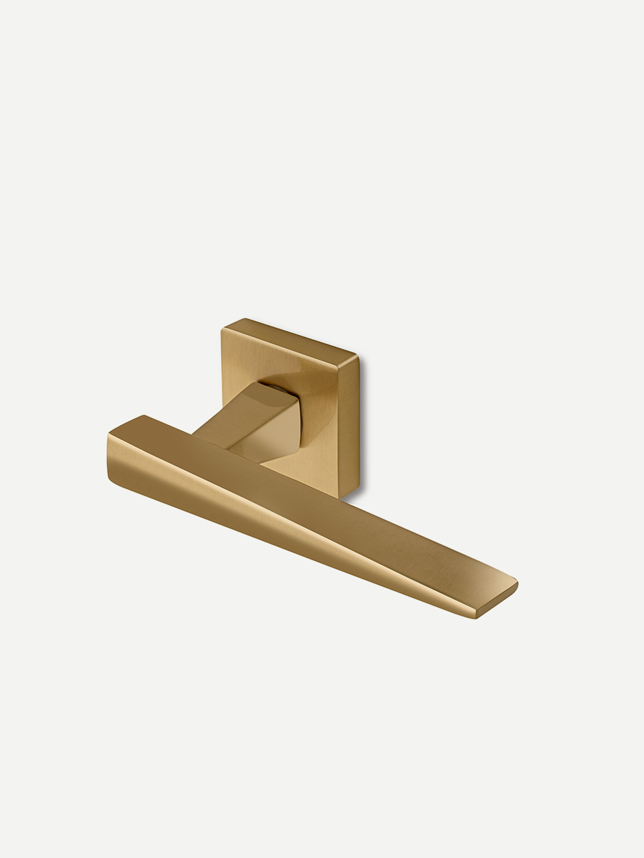 SOREN LEVER HANDLE IN BRUSHED BRASS FINISH FOR BEDROOM/BATHROOM INTERIOR DOORS IN MODERN HOMES AND OFFICES - GLITTERS HARDWARE 