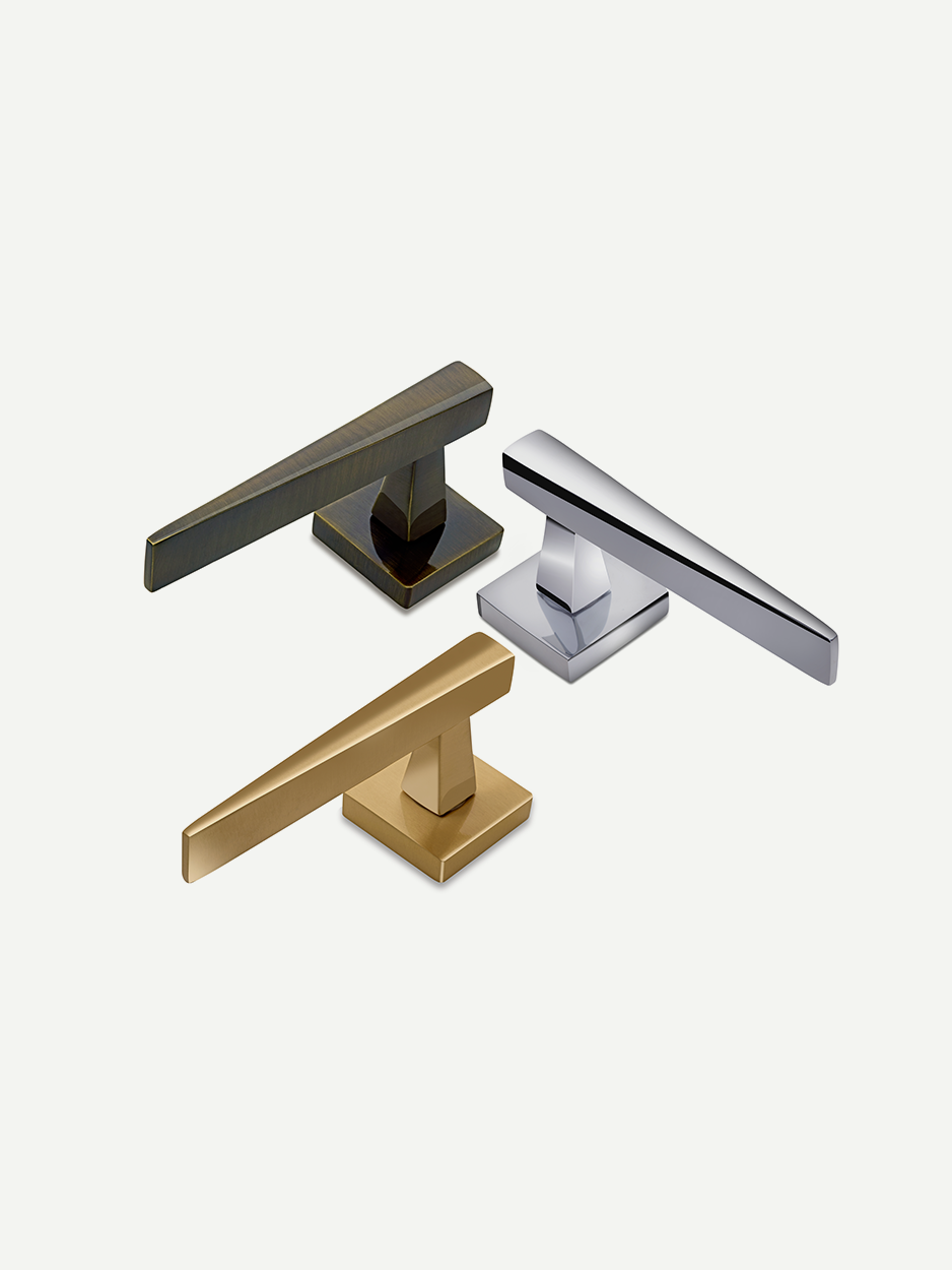 SOREN DOOR LEVER HANDLES IN GOLD SILVER AND BRONZE FINISHES - GLITTERS HARDWARE 