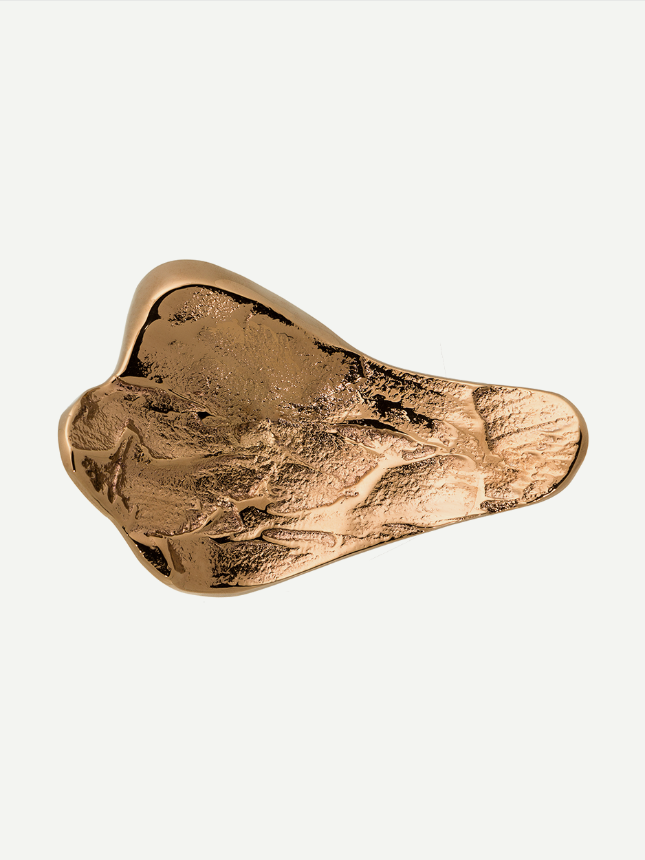 Ornamental cabinet pull crafted in solid brass in rose gold 