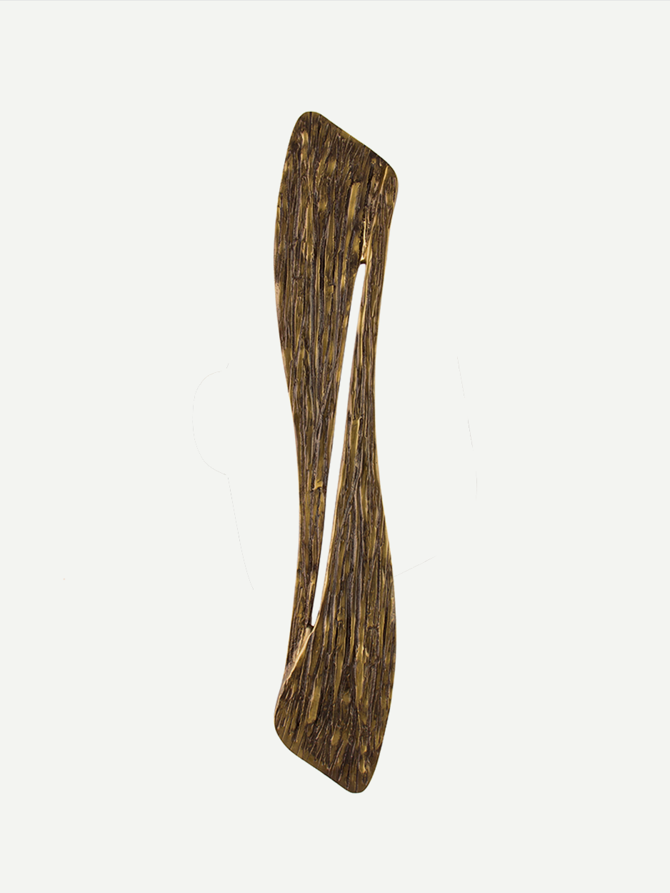 Luxury handcrafted pull handle for exterior entrances.