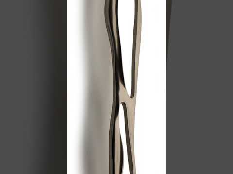 Minimal design front door handle in handcrafted brass.